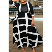 Lovely Trendy Print Black Ankle Length Plus Size D