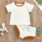 lovely Casual Patchwork White Boy Two-piece Shorts