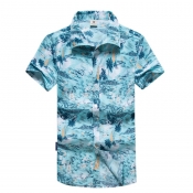 lovely Bohemian Print Skyblue Shirt