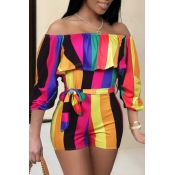 lovely Stylish Striped Multicolor One-piece Romper