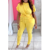 lovely Leisure Knot Design Yellow Plus Size Two-pi