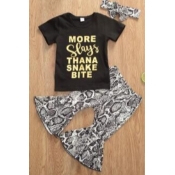 lovely Casual Letter Print Black Girl Two-piece Pa