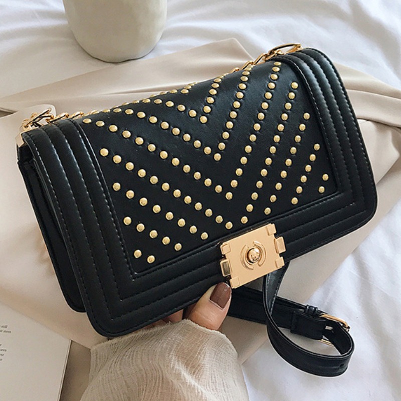 lovely Stylish Chain Strap Black Crossbody Bag
