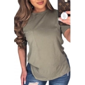 lovely Leisure O Neck Army Green Plus Size T-shirt