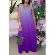 Lovely Bohemian Lace-up Loose Purple Maxi Dress