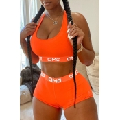 lovely Sportswear Letter Jacinth Two-piece Shorts 