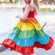 lovely Sweet Rainbow Striped Multicolor Girl Knee 