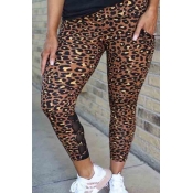lovely Casual Print Brown Pants