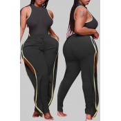Lovely Stylish Side High Slit Black Plus Size Two-