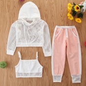 lovely Casual Hooded Collar Patchwork Pink Girl Tw