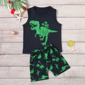 lovely Leisure Print Green Boy Two-piece Shorts Se