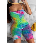 lovely Trendy Tie-dye Green One-piece Romper