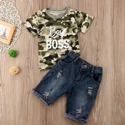 lovely Casual Camo Print Boy Two-piece Shorts Set