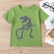 lovely Casual Print Green Boy T-shirt