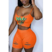 Lovely Sportswear Letter Print Croci Two-piece Sho