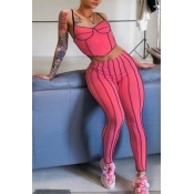 lovely Sportswear Striped Pink Two-piece Pants Set