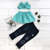 lovely Casual Hollow-out Green Girl Two-piece Pant