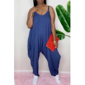 lovely Leisure Fold Design Loose Blue One-piece Ju