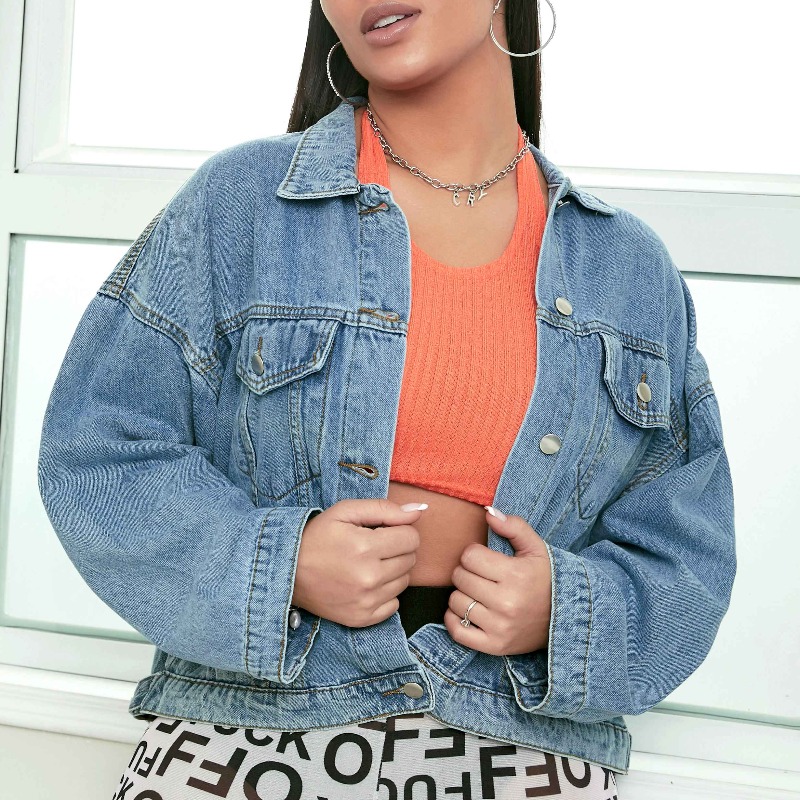 lovely Stylish Buttons Design Blue Denim Jacket