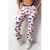 lovely Casual Butterfly Print Multicolor Pants