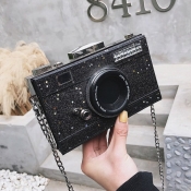 lovely Chic Camera Black Crossbody Bag