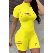 lovely Sexy Hollow-out Yellow One-piece Romper