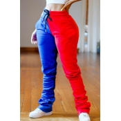 lovely Casual Patchwork Red Pants