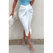 lovely Stylish Knot Design White Skirt