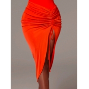 Lovely Trendy Fold Design Orange Skirt