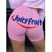 lovely Sportswear Letter Print Pink Shorts