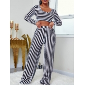 lovely Stylish Striped Print Black And White Two P