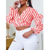 lovely Stylish Striped Red Blouse