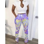 LW Leisure Print Zipper Design Light Purple Two Pi