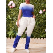 lovely Casual Gradient Fold Design Deep Blue Two P