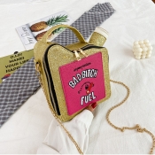 LW Chic Letter Print Gold Crossbody Bags
