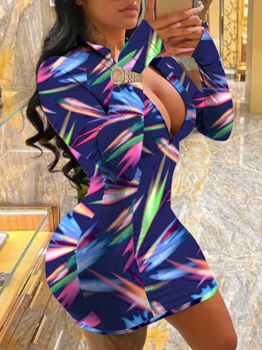 LW V Neck Gradient Bodycon Dress