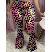 LW Plus Size Trendy Leopard Print Broken Holes Pan