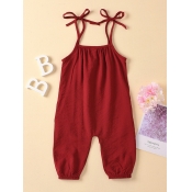 lovely Sweet Lace-up Red Girl One-piece Jumpsuit