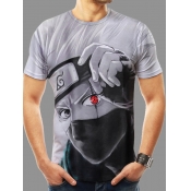 LW Men Street O Neck Print White T-shirt