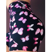 lovely Sportswear Butterfly Print Black Shorts