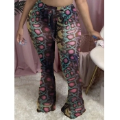 Lovely Trendy Snakeskin Print Plus Size Pants