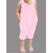 Lovely Trendy Pocket Patched Pink Girl One-piece J