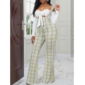 lovely Trendy Grid Print Yellow One-piece Jumpsuit
