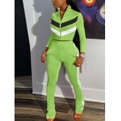 LW Sportswear Zipper Design Patchwork Light Green 
