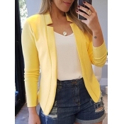 lovely Casual Turndown Collar Basic Yellow Blazer