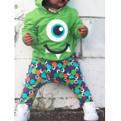 Lovely Boy Street Hooded Collar Print Black Two-pi