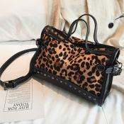 lovely Trendy Leopard Print Patchwork Crossbody Ba