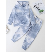 lovely Casual Hooded Collar Tie-dye Baby Blue Girl