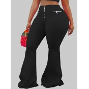 Lovely Street Zipper Design Black Plus Size Pants