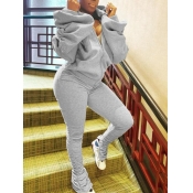 LW Hooded Collar Fold Design Cut Out Tracksuit Set